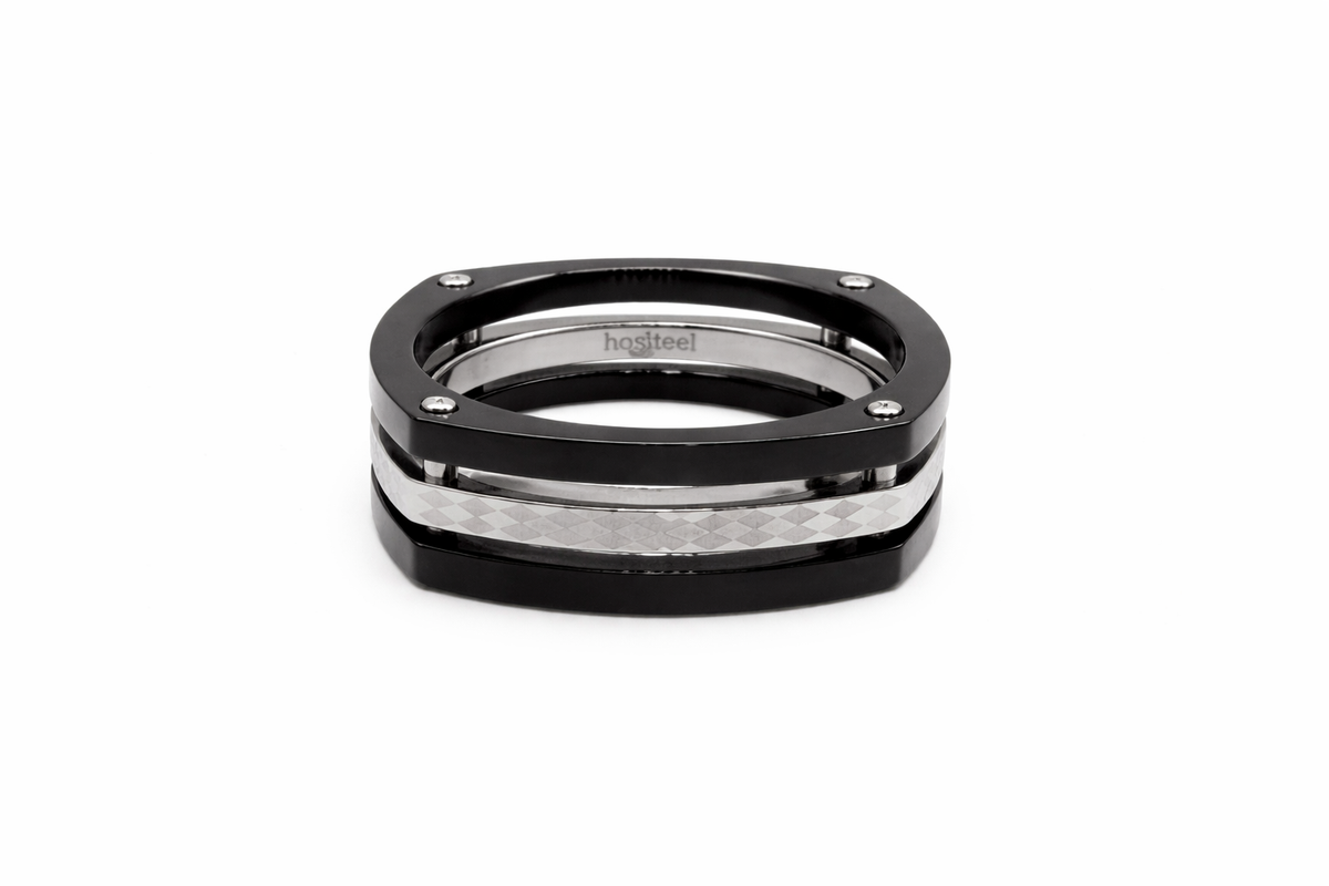 Black & Stainless Steel Ring image 1