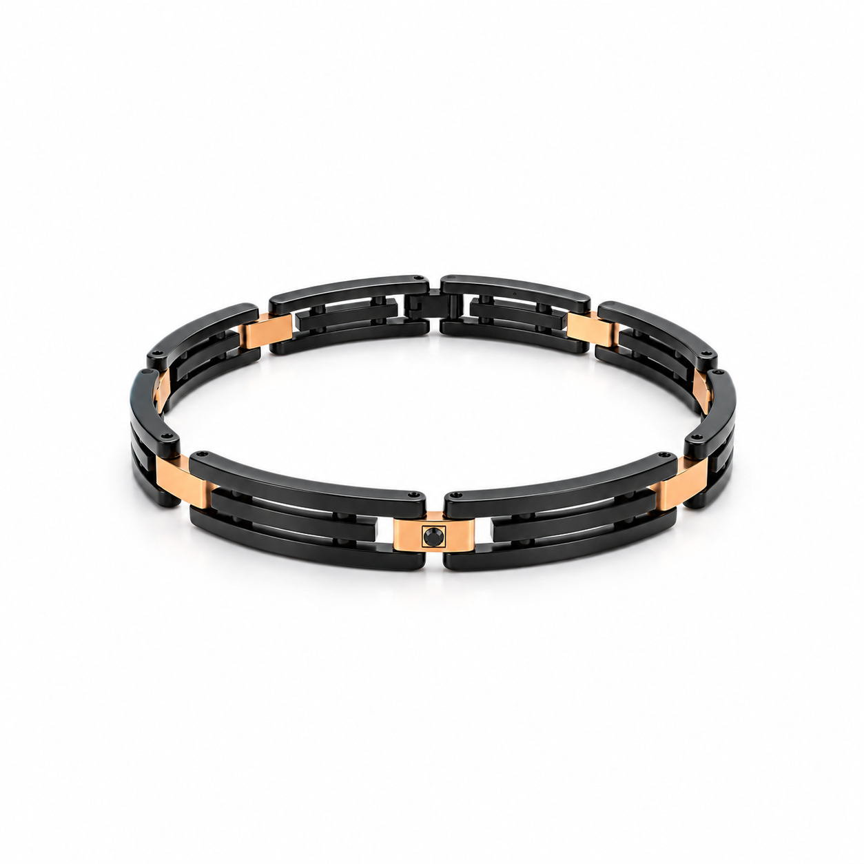 Men's Black & Rose Gold Stainless Steel Bracelet hotsteel Collection