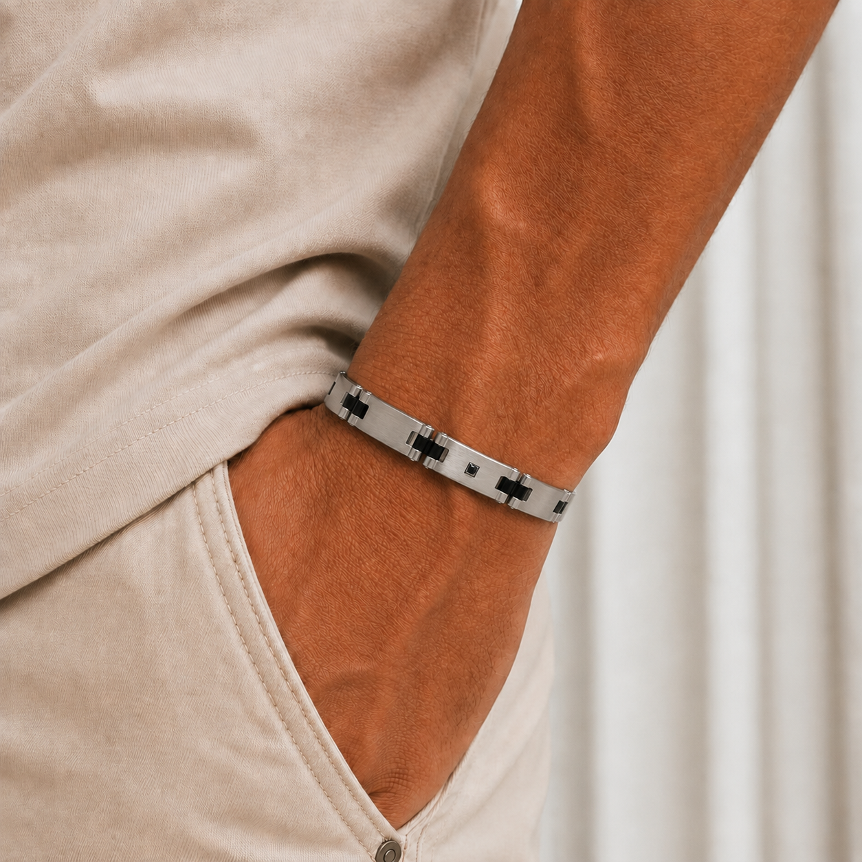 Eclipse Black Diamond 316 Stainless Steel Bracelet