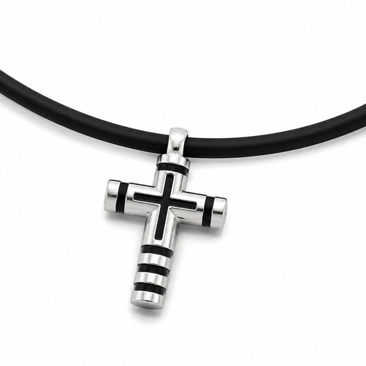 Stainless cut out cross necklace