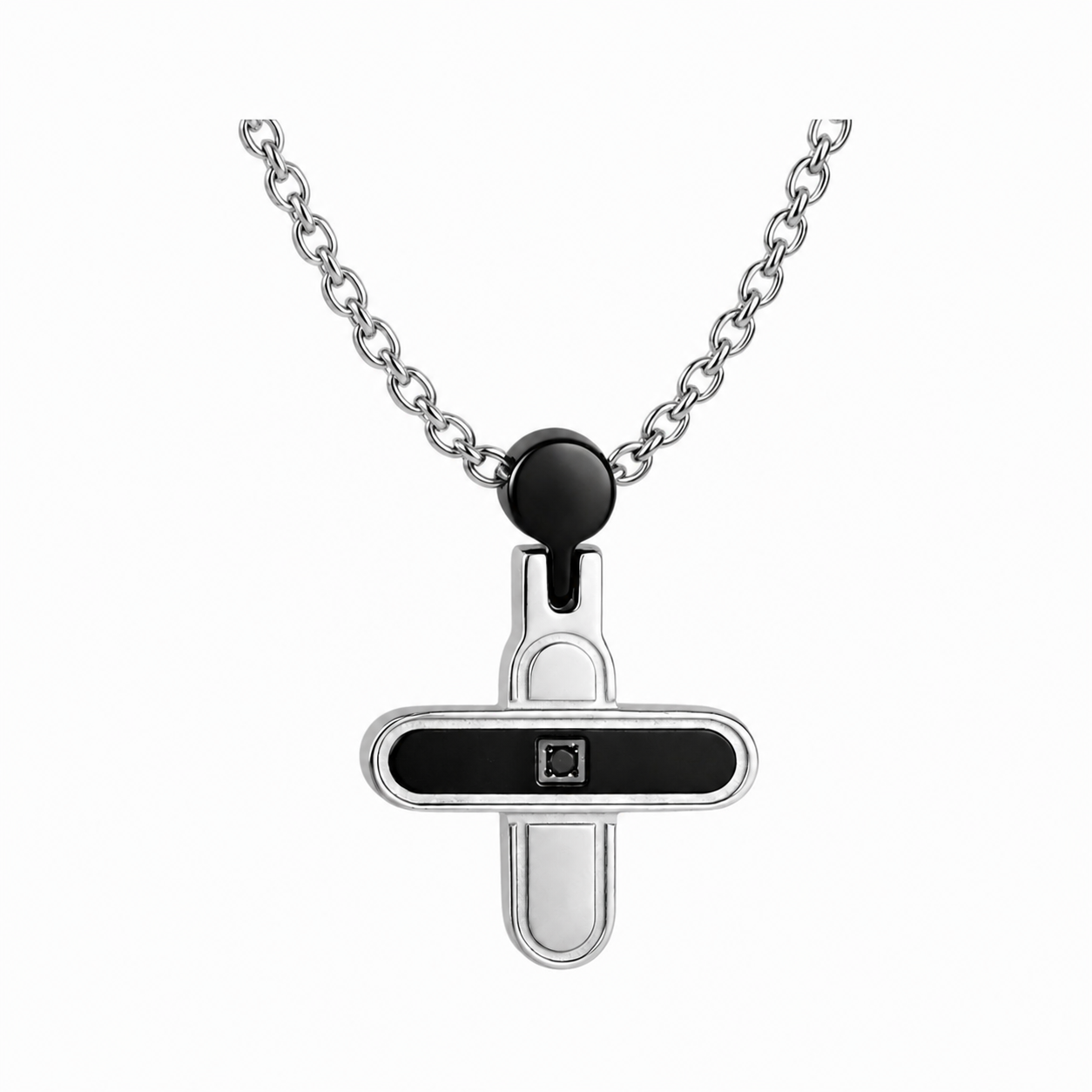 Black Diamond Cross Pendant Necklace