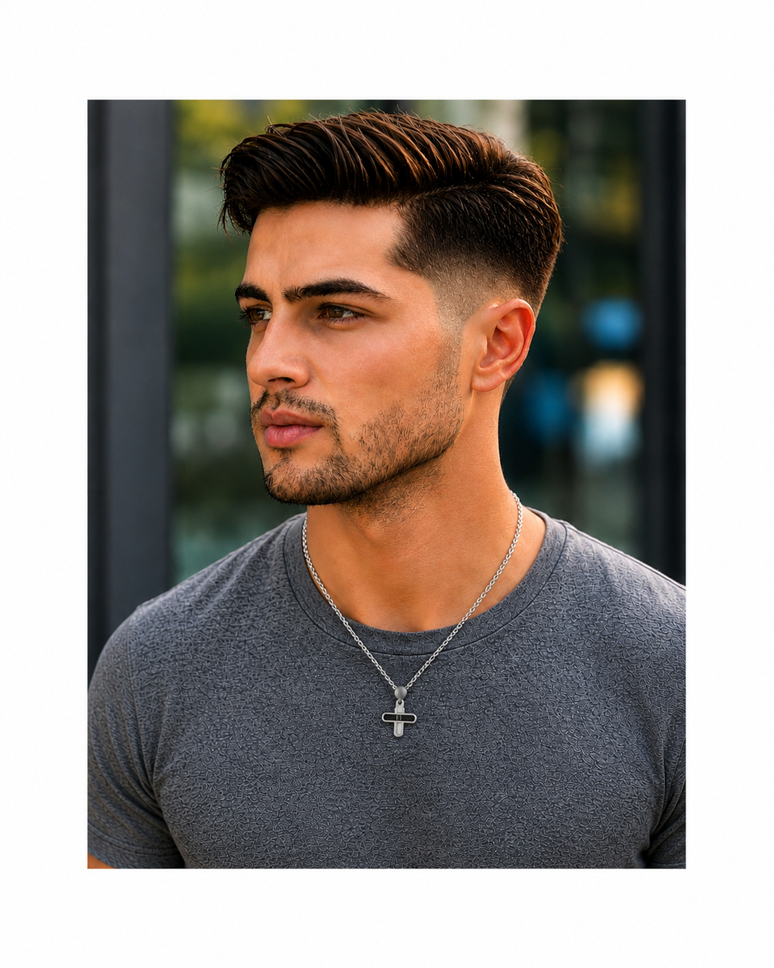 Black Diamond Cross Pendant Necklace
